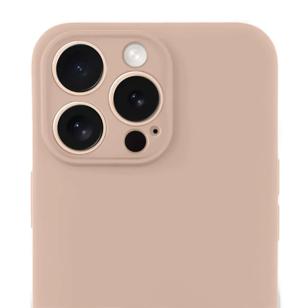 Etui do iPhone 16 Pro silikonowe z mikrofibrą soft touch z osłoną na aparat, kawowe