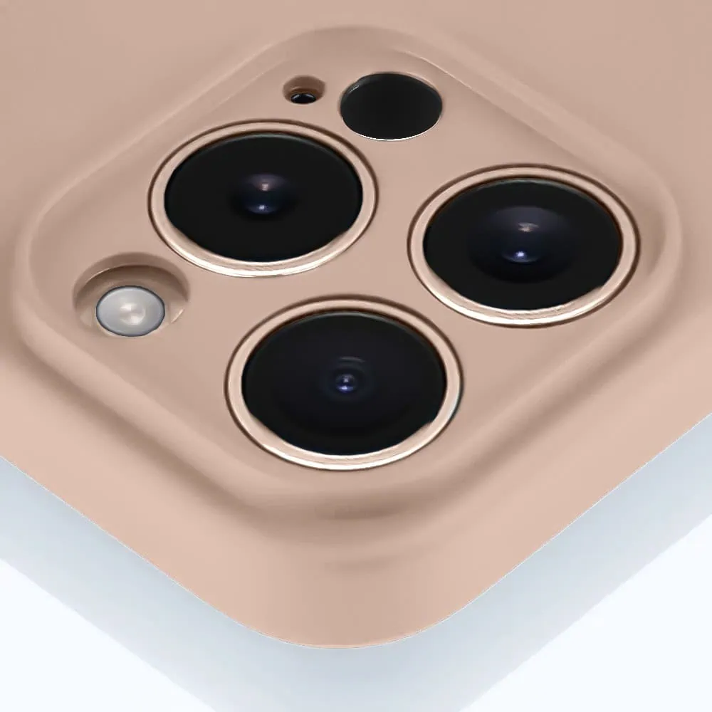 Etui do iPhone 16 Pro silikonowe z mikrofibrą soft touch z osłoną na aparat, kawowe