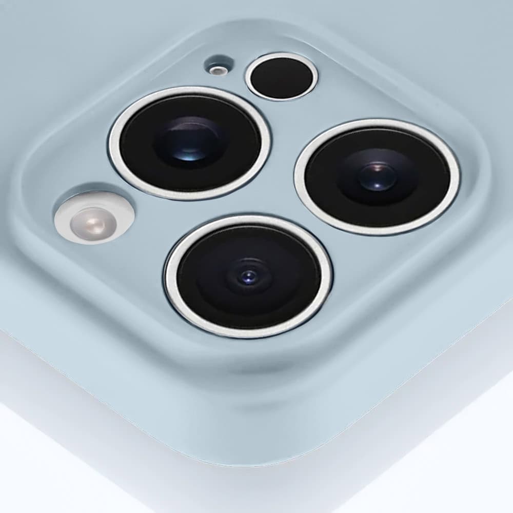 Etui do iPhone 16 Pro Max silikonowe z mikrofibrą soft touch z osłoną na aparat, lodowy błękit