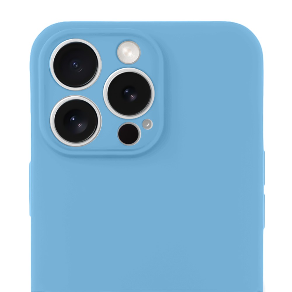 Etui do iPhone 16 Pro Max silikonowe z mikrofibrą soft touch z osłoną na aparat, niebieskie
