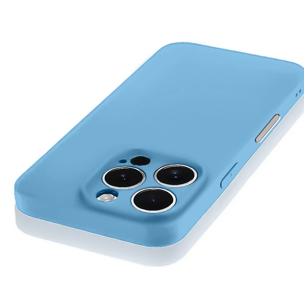 Etui do iPhone 16 Pro Max silikonowe z mikrofibrą soft touch z osłoną na aparat, niebieskie