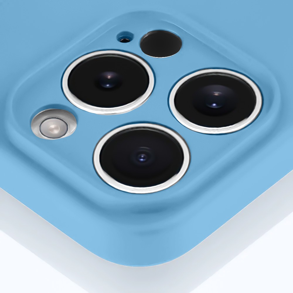 Etui do iPhone 16 Pro Max silikonowe z mikrofibrą soft touch z osłoną na aparat, niebieskie