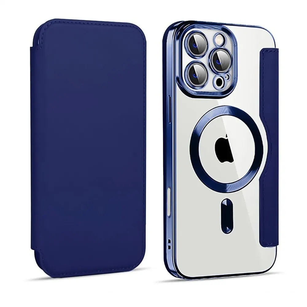 Etui do iPhone 16 Pro Max typu książka Book Magsafe Lens Protect, z klapką, granatowe (OUTLET)