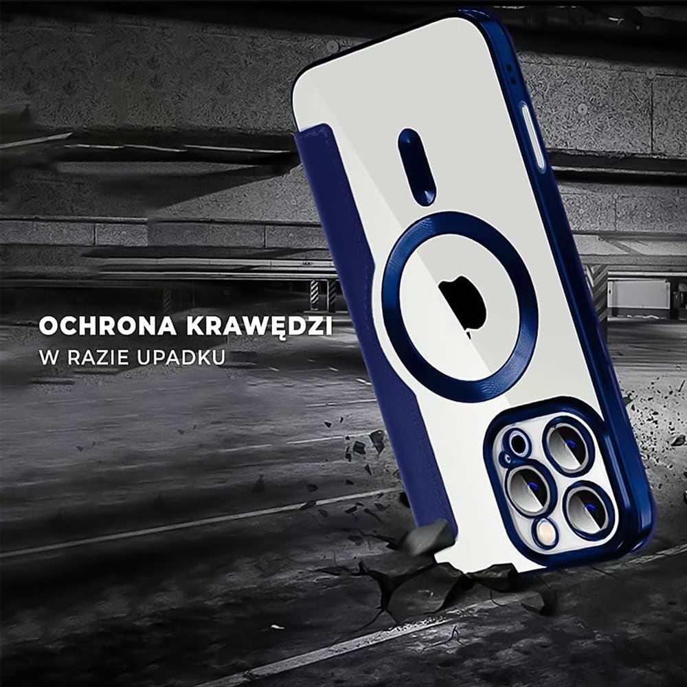 Etui do iPhone 16 Pro Max typu książka Book Magsafe Lens Protect, z klapką, granatowe (OUTLET)