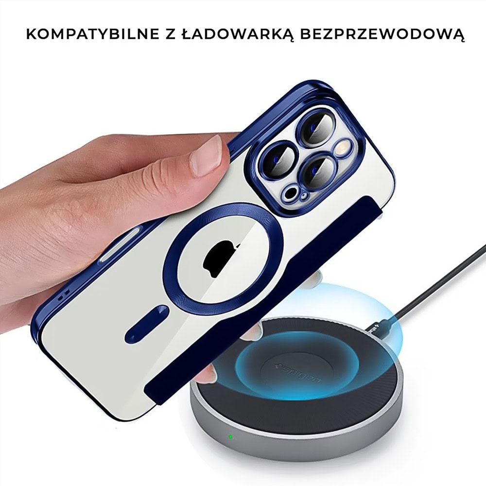 Etui do iPhone 16 Pro Max typu książka Book Magsafe Lens Protect, z klapką, granatowe (OUTLET)