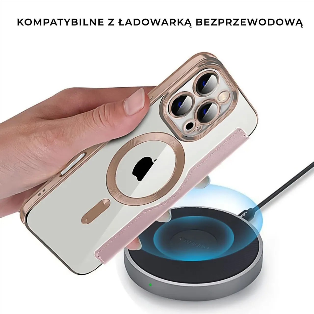 Etui do iPhone 16 Pro Max typu książka Book Magsafe Lens Protect, z klapką, różowe (OUTLET)