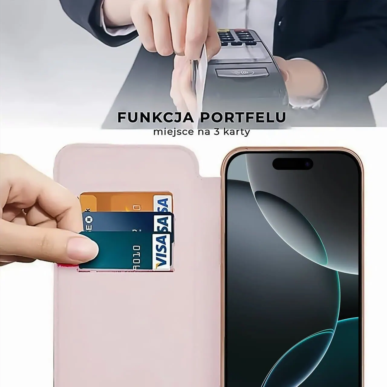 Etui do iPhone 16 Pro Max typu książka Book Magsafe Lens Protect, z klapką, różowe (OUTLET)