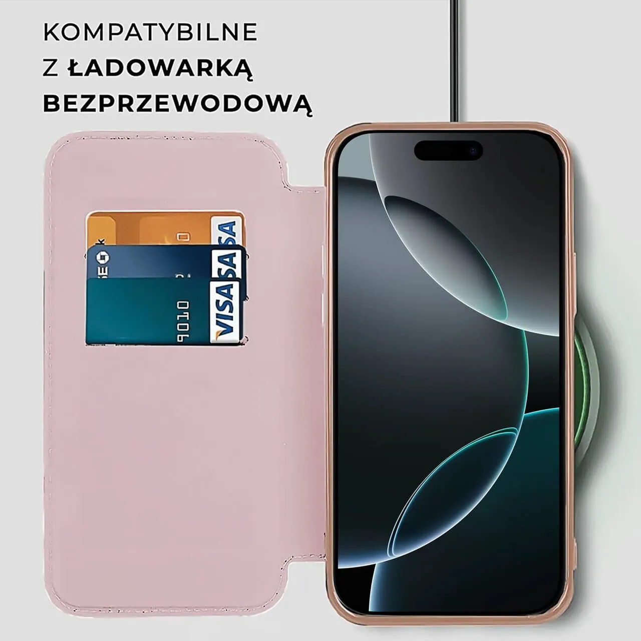 Etui do iPhone 16 Pro Max typu książka Book Magsafe Lens Protect, z klapką, różowe (OUTLET)