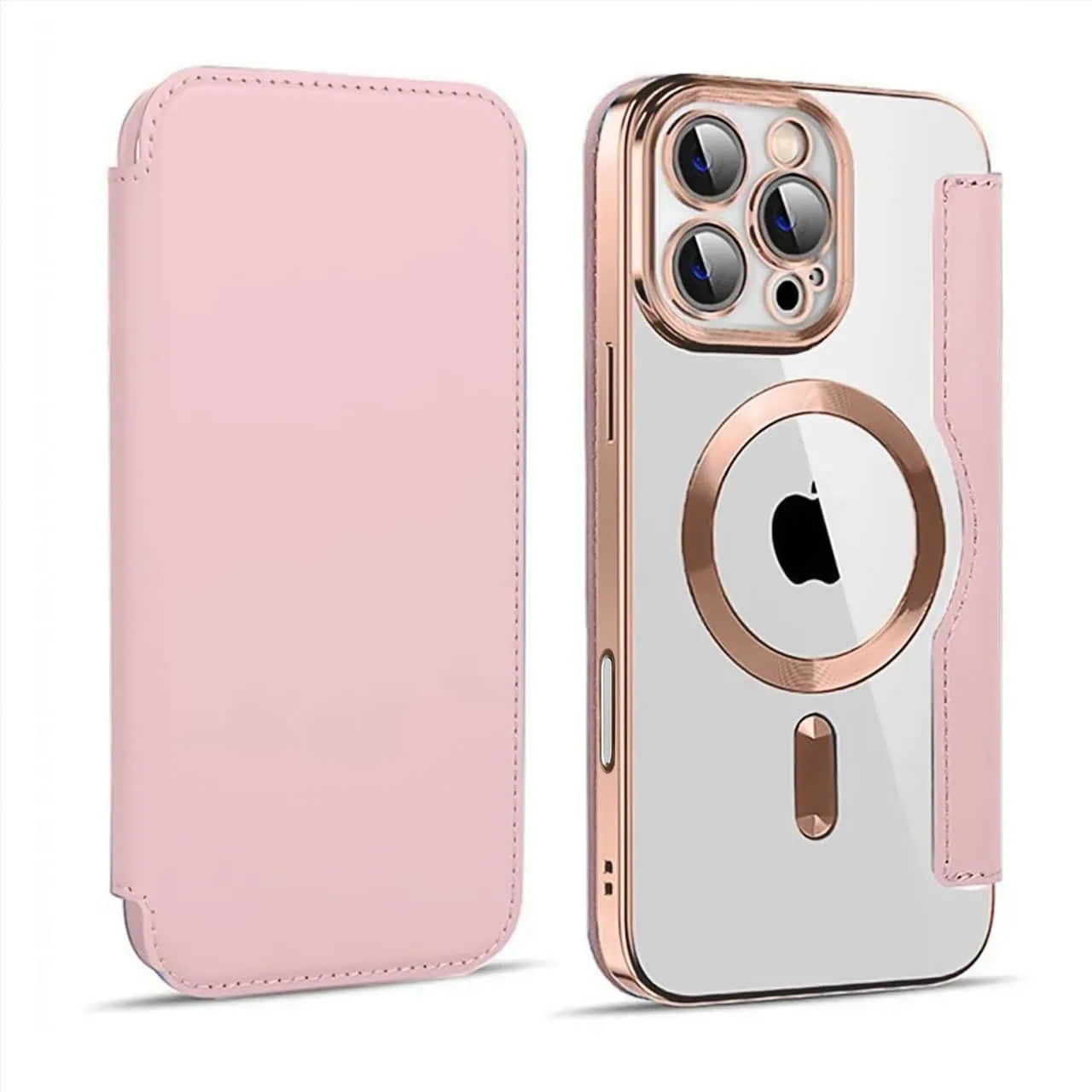 Etui do iPhone 16 Pro Max typu książka Book Magsafe Lens Protect, z klapką, różowe (OUTLET)