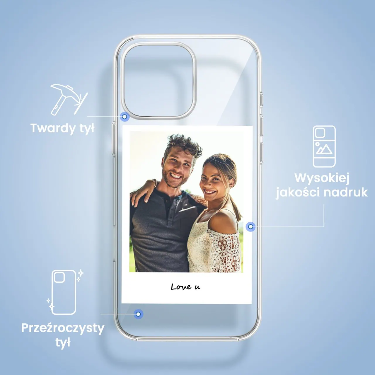 Etui do iPhone 16 Pro z MagSafe, Polaroid z własnym zdjęciem, upominek na prezent, przeźroczyste