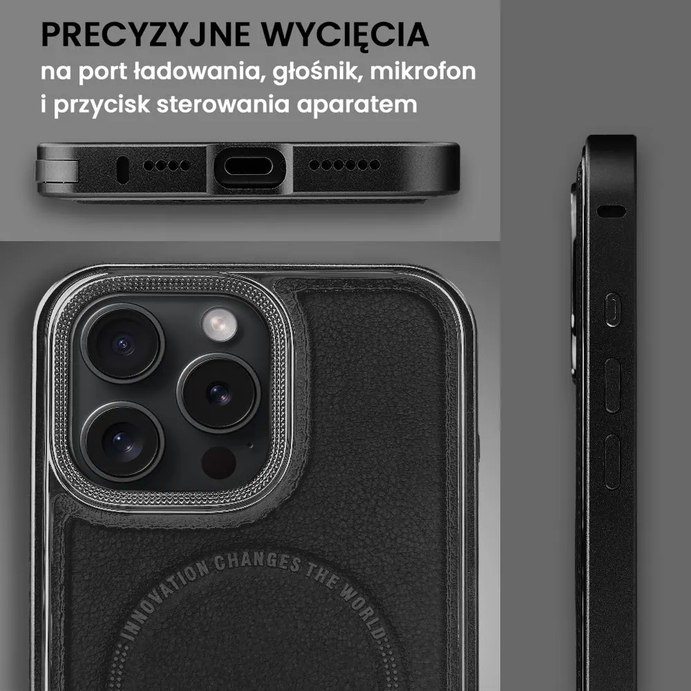 Etui do iPhone 16 Pro Metal Solid Leather z MagSafe, czarne