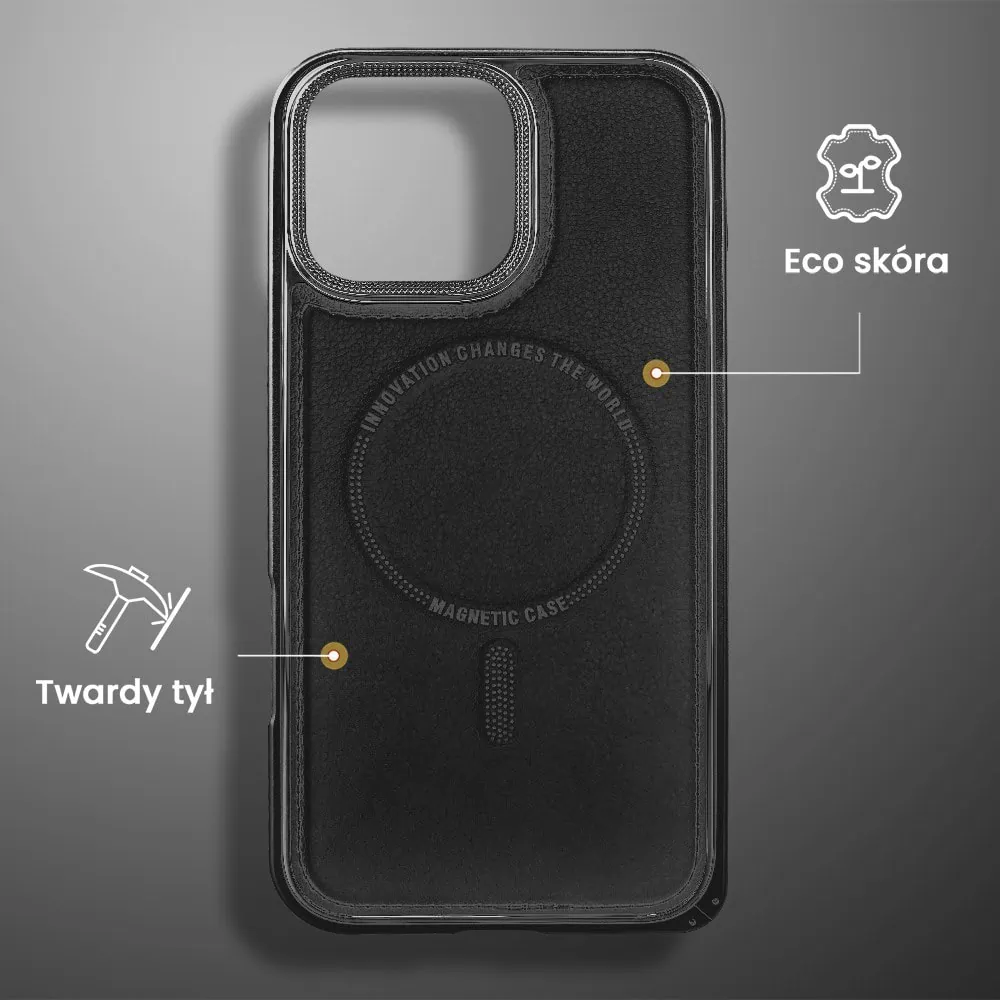 Etui do iPhone 16 Pro Metal Solid Leather z MagSafe, czarne