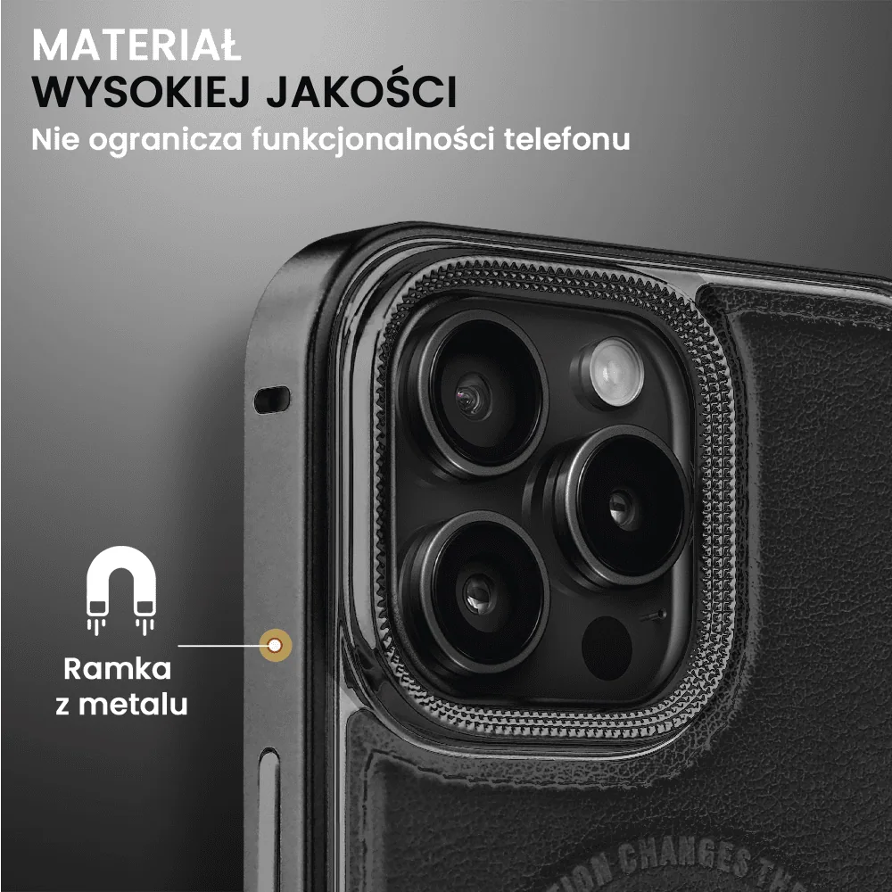 Etui do iPhone 16 Pro Metal Solid Leather z MagSafe, czarne