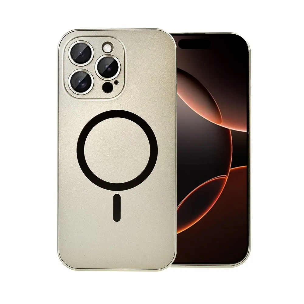 Etui do iPhone 16 Pro Metal Solid Magsafe, pełny tył z metalową ramką i osłoną aparatu, pustynny tytan