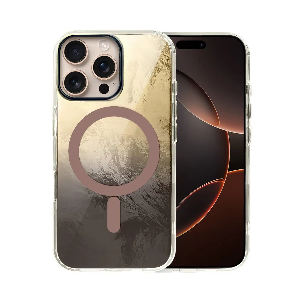 Etui do iPhone 16 Pro Max, Mystic Ring z MagSafe, eteryczny efekt 3D, złoty brąz