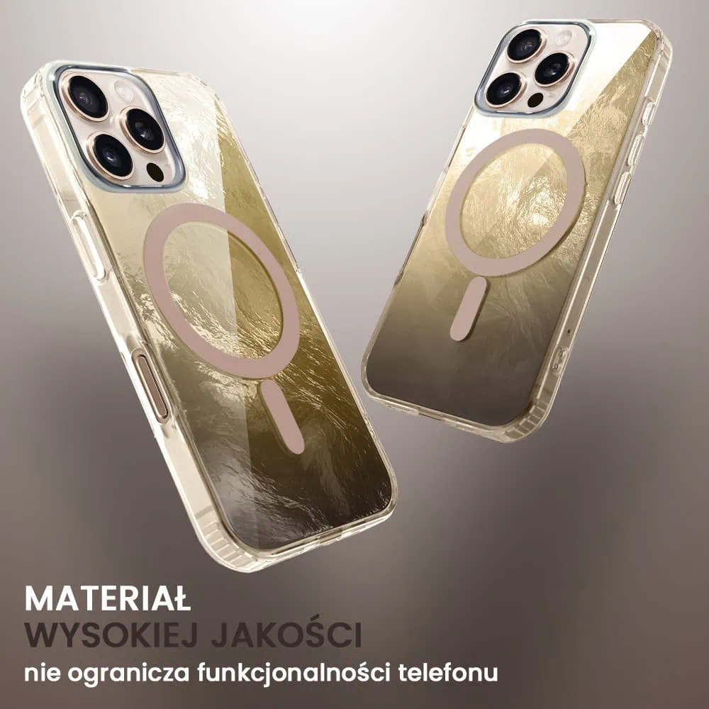 Etui do iPhone 16 Pro Max, Mystic Ring z MagSafe, eteryczny efekt 3D, złoty brąz