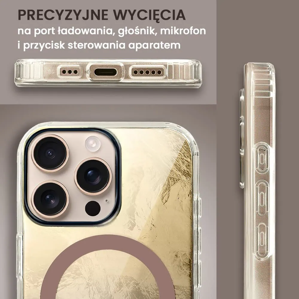 Etui do iPhone 16 Pro Max, Mystic Ring z MagSafe, eteryczny efekt 3D, złoty brąz