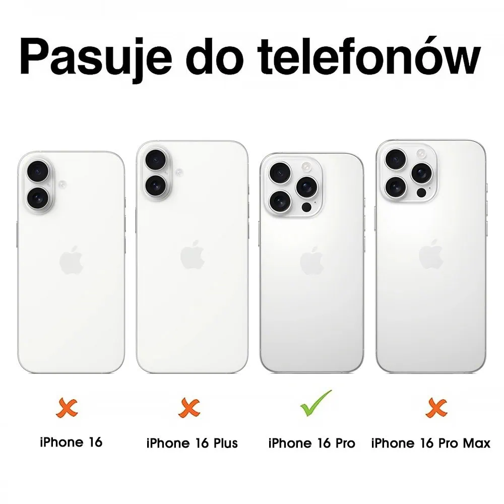 Etui do iPhone 16 Pro cienkie, elastyczne, wzmocniona ramka, Titanium Finish, czarne