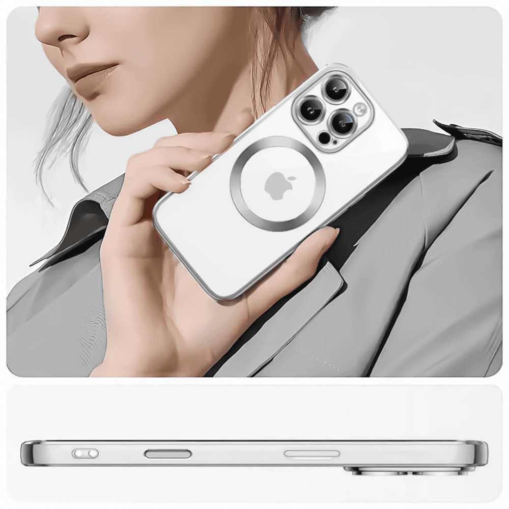 Etui do iPhone 16 Pro Max Slim Protect Full Cover MagSafe Hard Back, twardy tył, przeźroczyste, srebrne