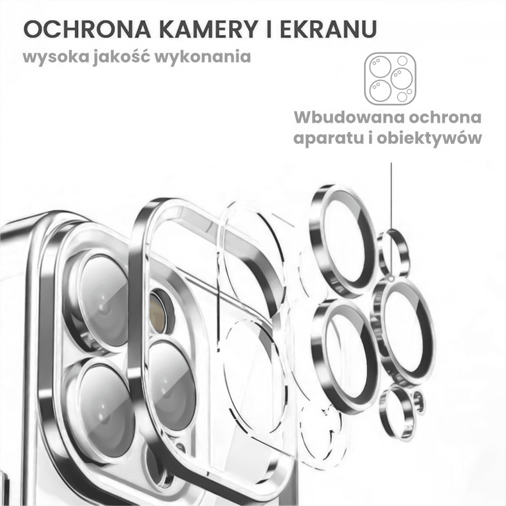 Etui do iPhone 16 Pro Max Slim Protect Full Cover MagSafe Hard Back, twardy tył, przeźroczyste, srebrne