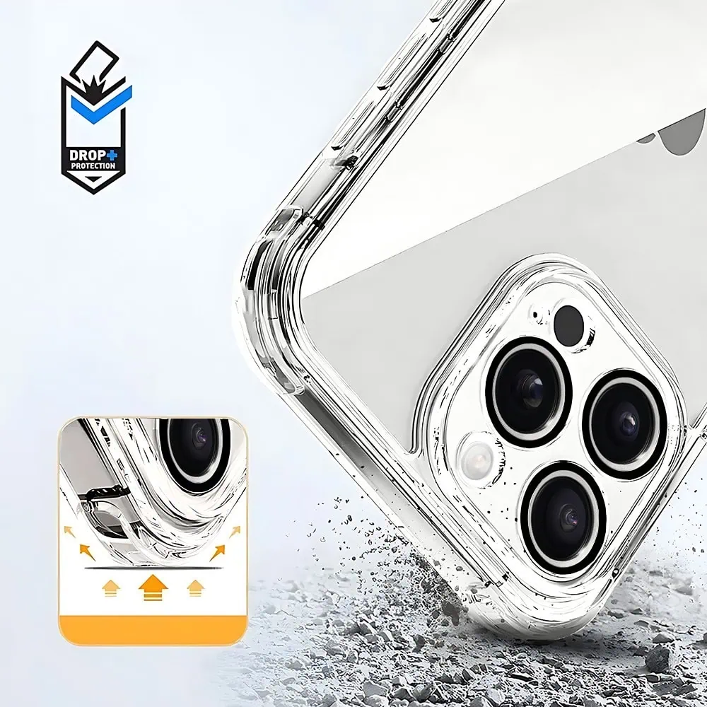 Etui do iPhone 16 Pro Max Slim Protect Full Cover z osłoną kamery i obiektywów 9H, przeźroczyste