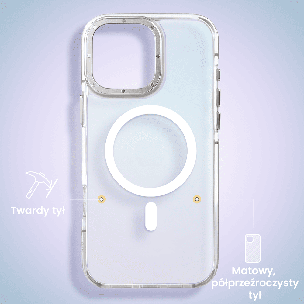 Etui do iPhone 16 Pro Sunrise Fusion Grip z MagSafe, nieślizgające, metalowa osłona, białe