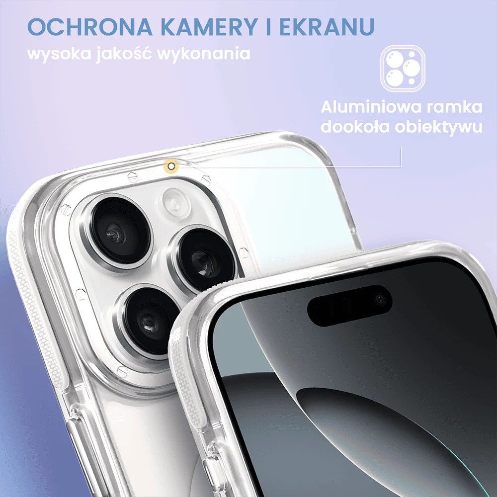 Etui do iPhone 16 Pro Sunrise Fusion Grip z MagSafe, nieślizgające, metalowa osłona, białe