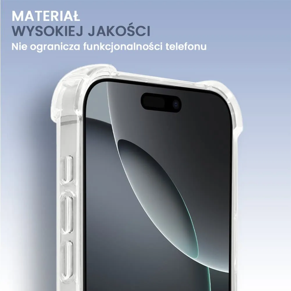 Etui do iPhone 16 Pro Max pancerne anti-shock ze wzmocnionymi krawędziami, przeźroczyste