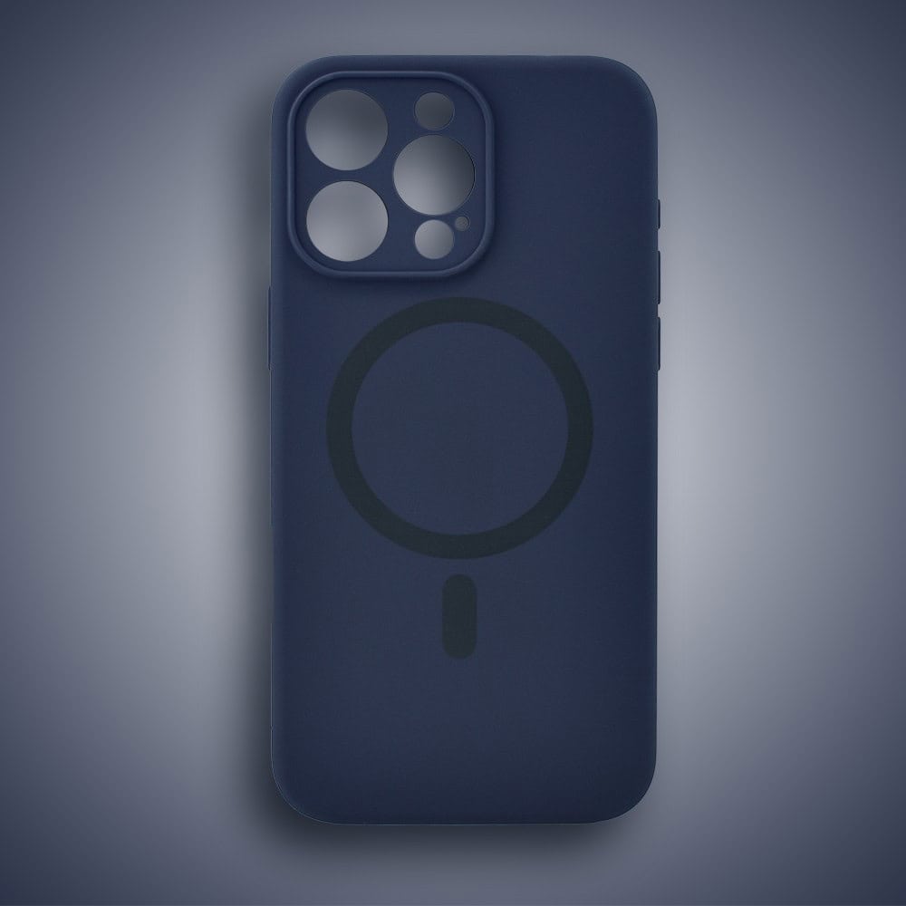 Etui do iPhone 16 Pro, silikonowe z MagSafe, mikrofibra soft touch z osłoną na aparat, granatowe