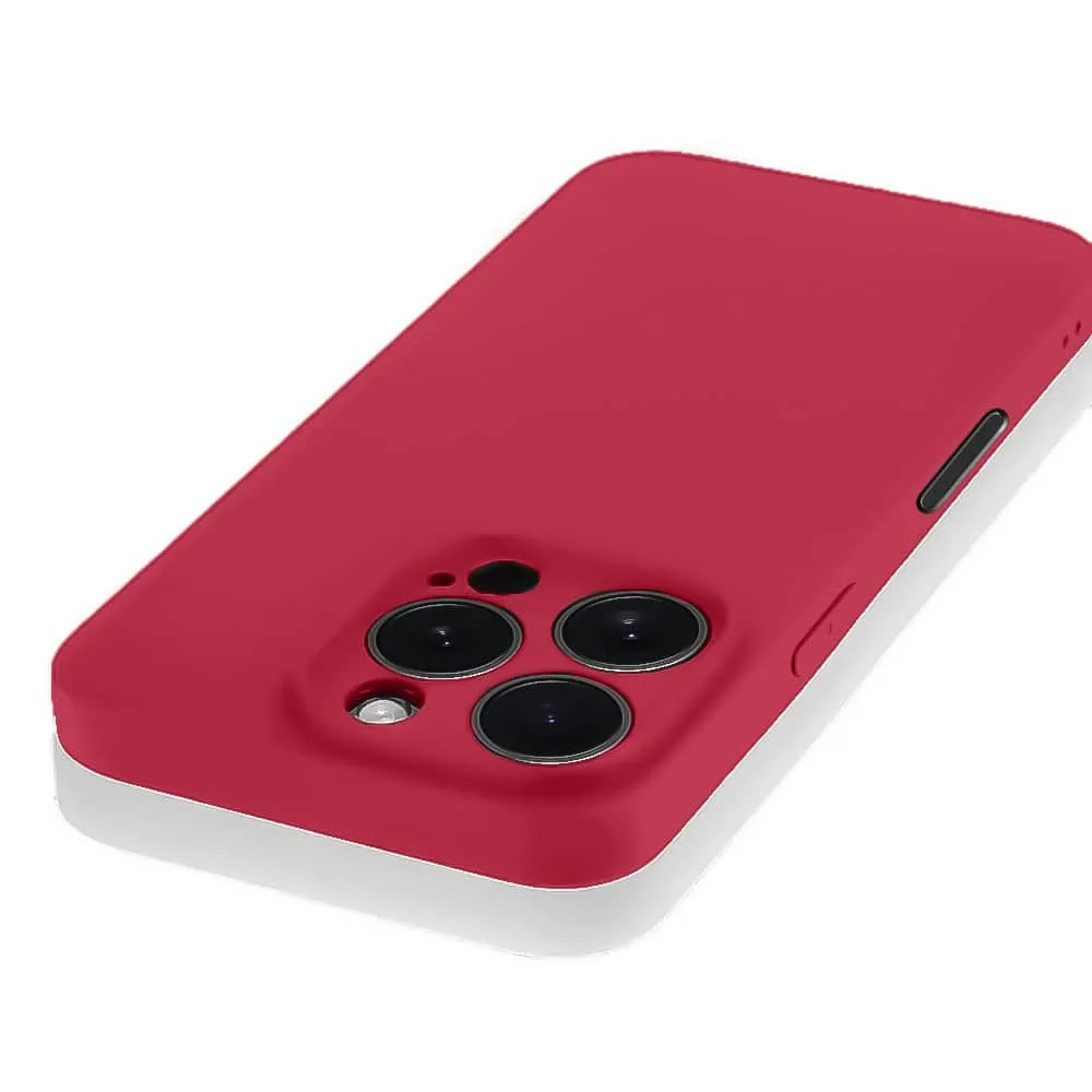 Etui do iPhone 16 Pro silikonowe z mikrofibrą soft touch z osłoną na aparat, ceglasta czerwień