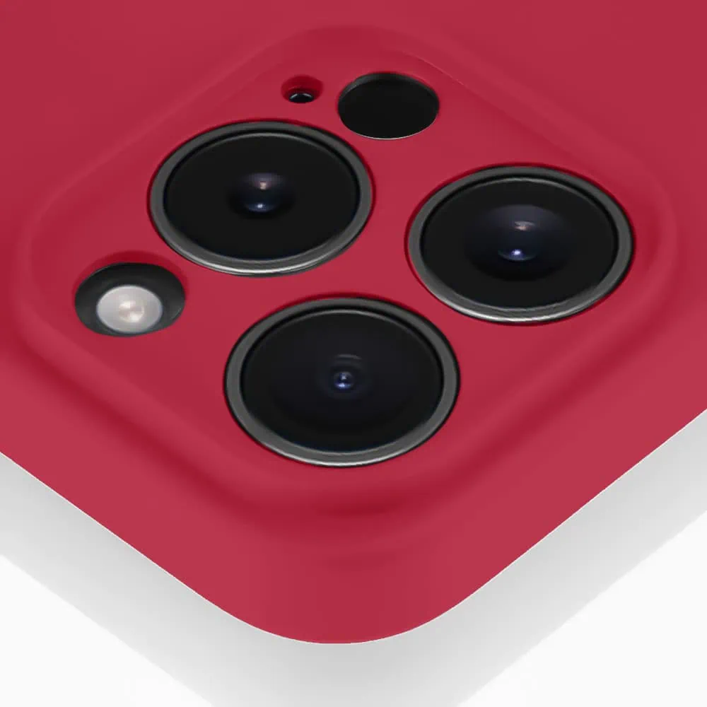 Etui do iPhone 16 Pro silikonowe z mikrofibrą soft touch z osłoną na aparat, ceglasta czerwień