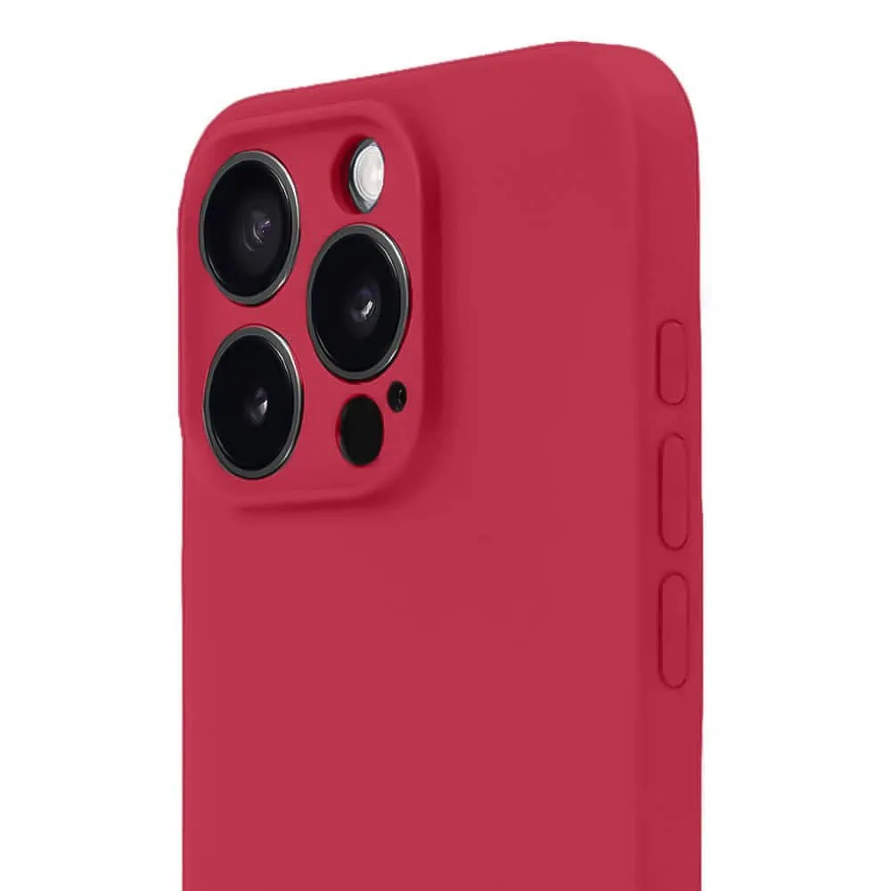 Etui do iPhone 16 Pro silikonowe z mikrofibrą soft touch z osłoną na aparat, ceglasta czerwień
