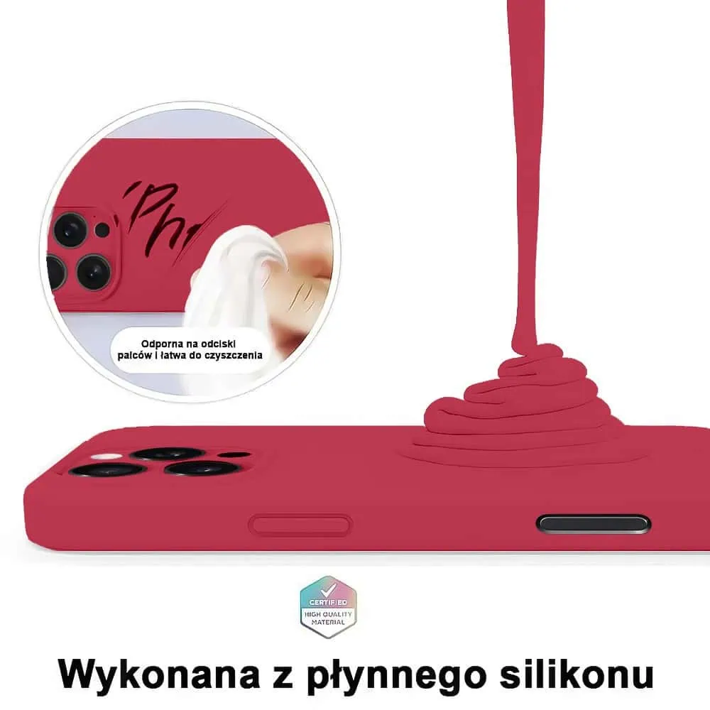 Etui do iPhone 16 Pro silikonowe z mikrofibrą soft touch z osłoną na aparat, ceglasta czerwień