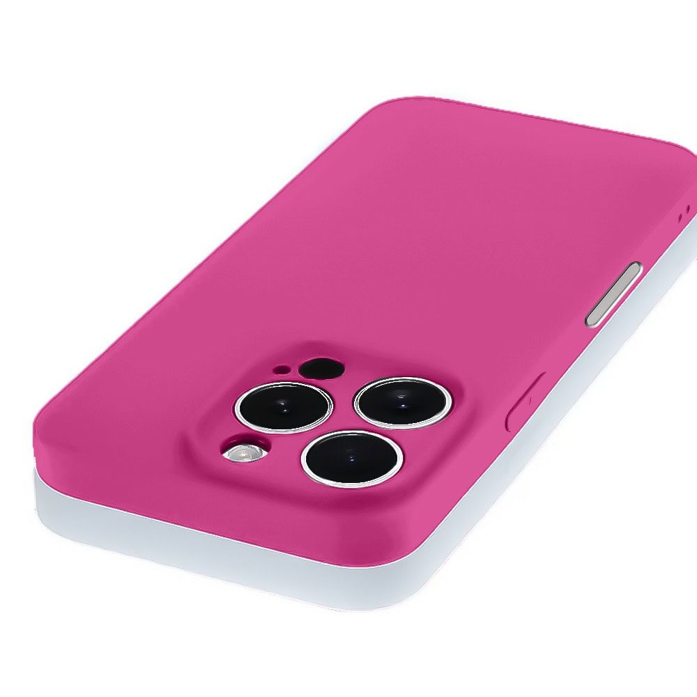Etui do iPhone 16 Pro Max silikonowe z mikrofibrą soft touch z osłoną na aparat, malinowe