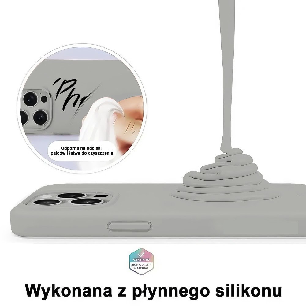 Etui do iPhone 16 Pro Max silikonowe z mikrofibrą soft touch z osłoną na aparat, vintage beż
