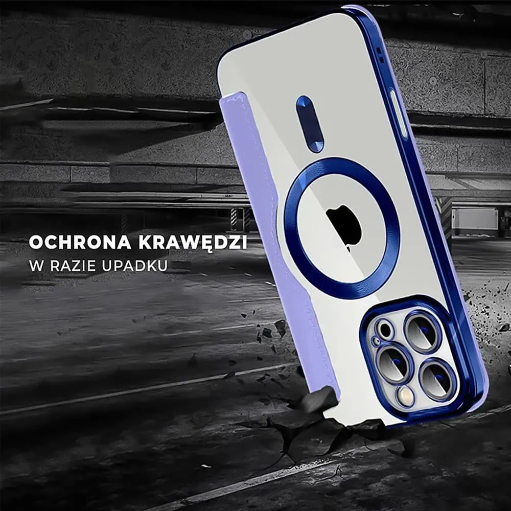 Etui do iPhone 16 Pro typu książka Book Magsafe Lens Protect, z klapką, błękitne (OUTLET)