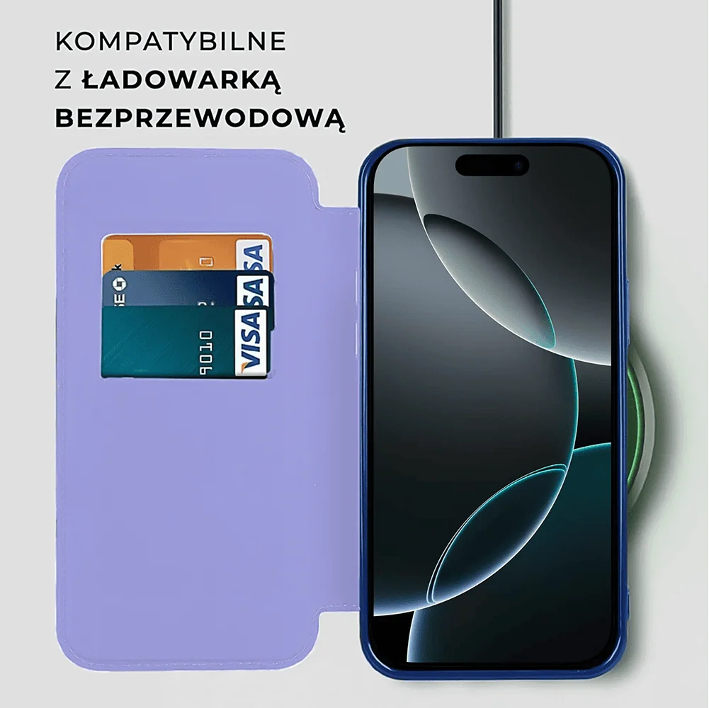 Etui do iPhone 16 Pro typu książka Book Magsafe Lens Protect, z klapką, błękitne (OUTLET)