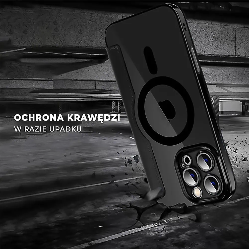 Etui do iPhone 16 Pro typu książka Book Magsafe Lens Protect, z klapką, czarne (OUTLET)