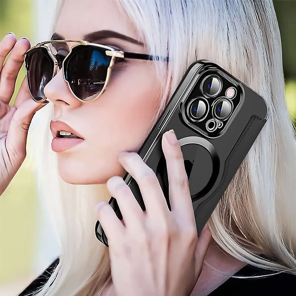 Etui do iPhone 16 Pro typu książka Book Magsafe Lens Protect, z klapką, czarne (OUTLET)