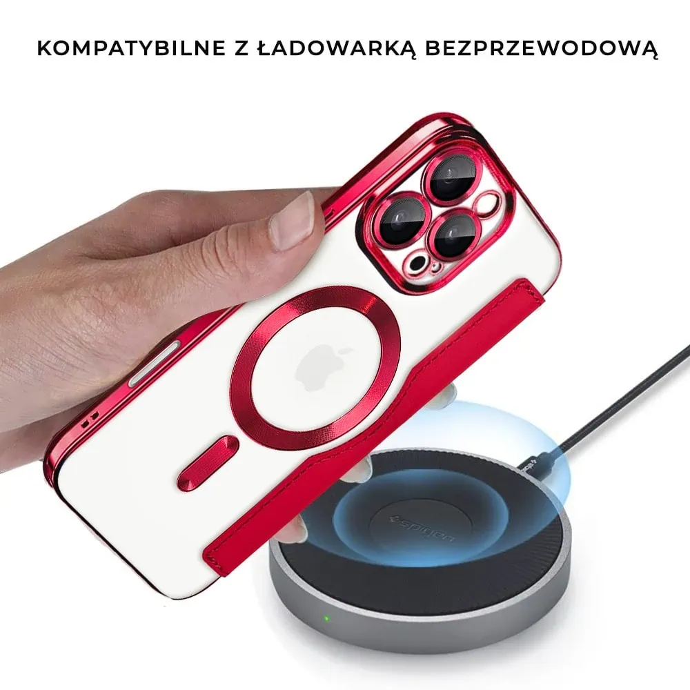 Etui do iPhone 16 Pro typu książka Book Magsafe Lens Protect, z klapką, czerwone (OUTLET)