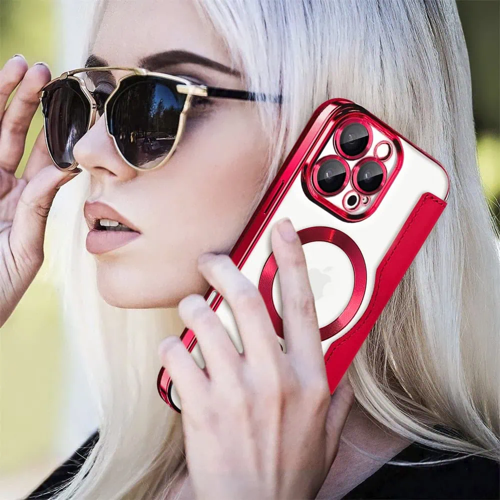 Etui do iPhone 16 Pro typu książka Book Magsafe Lens Protect, z klapką, czerwone (OUTLET)