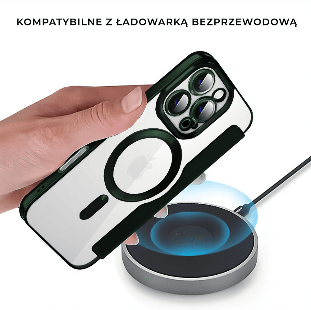 Etui do iPhone 16 Pro typu książka Book Magsafe Lens Protect, z klapką, zielone (OUTLET)