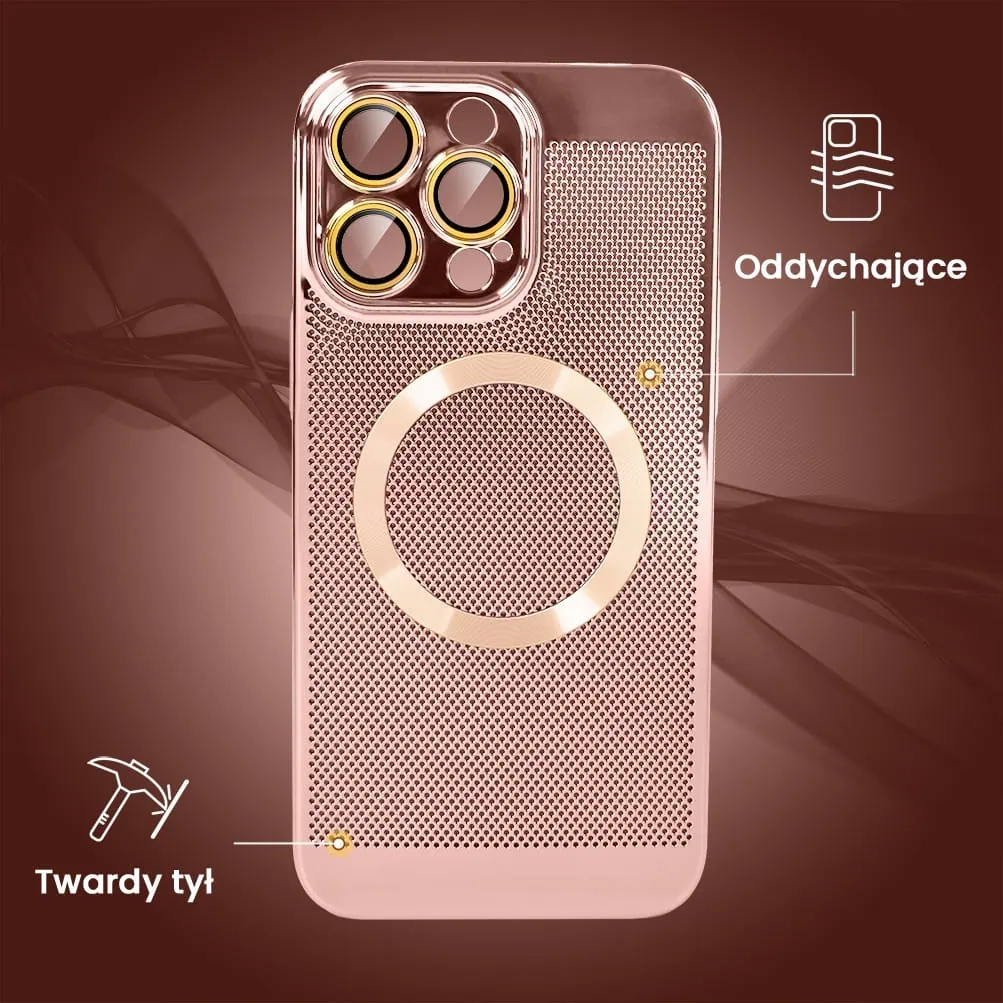 Etui do iPhone 16 Pro Max z Magsafe, cienkie, twarde, oddychające, z osłoną aparatu, różowe