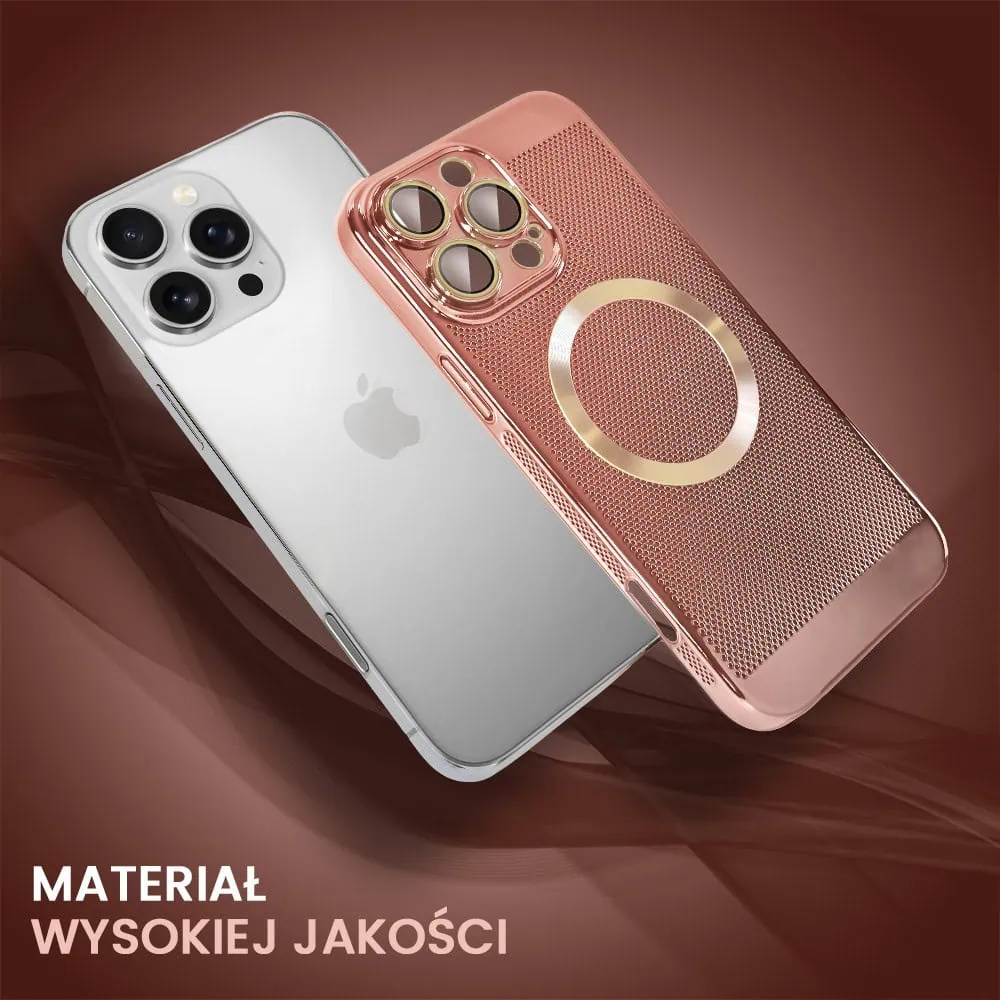 Etui do iPhone 16 Pro Max z Magsafe, cienkie, twarde, oddychające, z osłoną aparatu, różowe