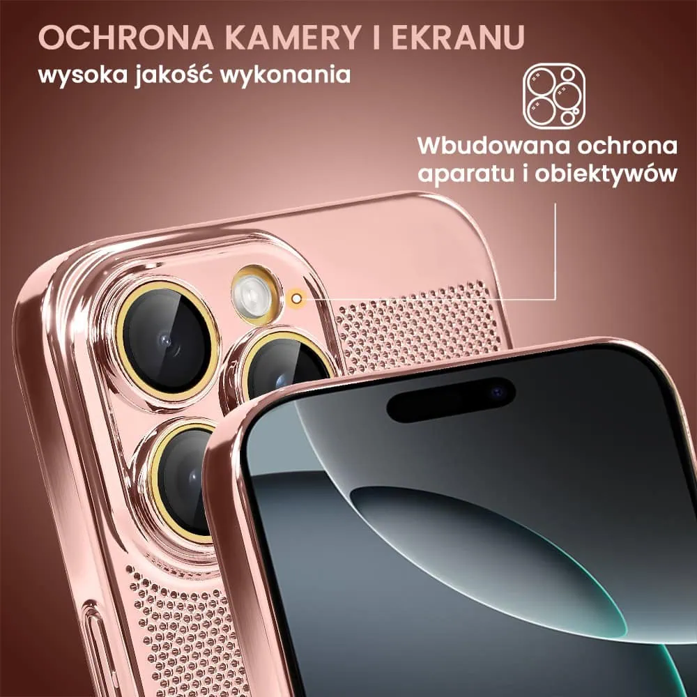 Etui do iPhone 16 Pro Max z Magsafe, cienkie, twarde, oddychające, z osłoną aparatu, różowe