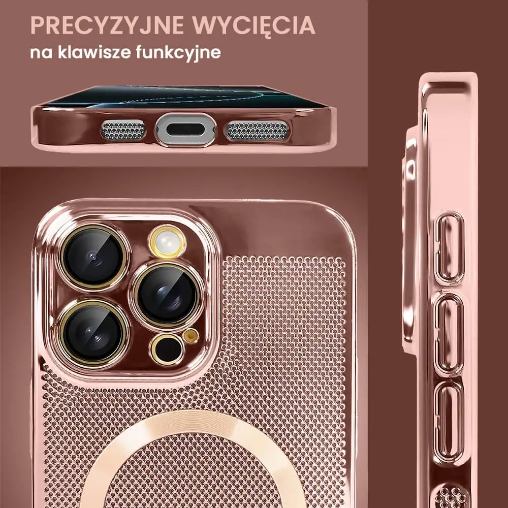 Etui do iPhone 16 Pro Max z Magsafe, cienkie, twarde, oddychające, z osłoną aparatu, różowe