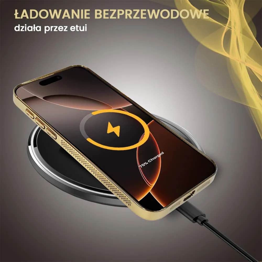 Etui do iPhone 16 Pro z Magsafe, cienkie, twarde, oddychające, z osłoną aparatu, złote (OUTLET)