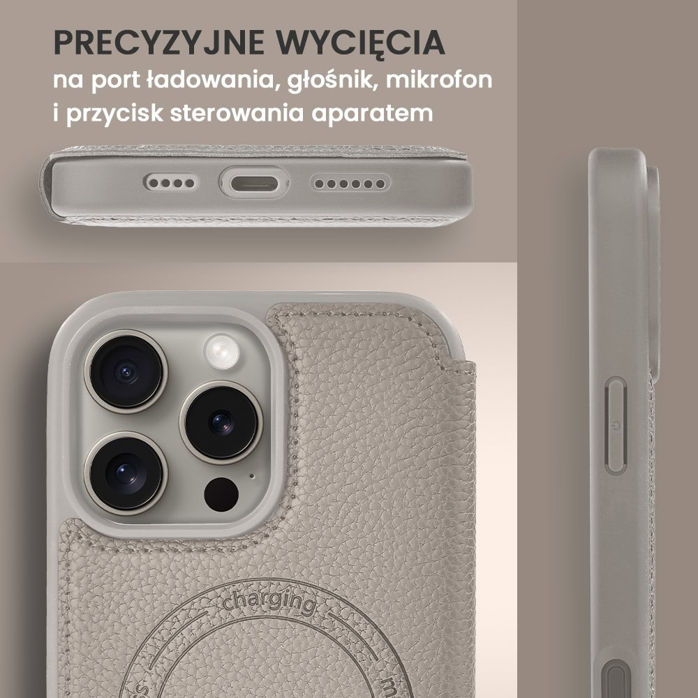 Etui do iPhone 16 Pro z klapką Solid MagSafe Book, typu książka, szare