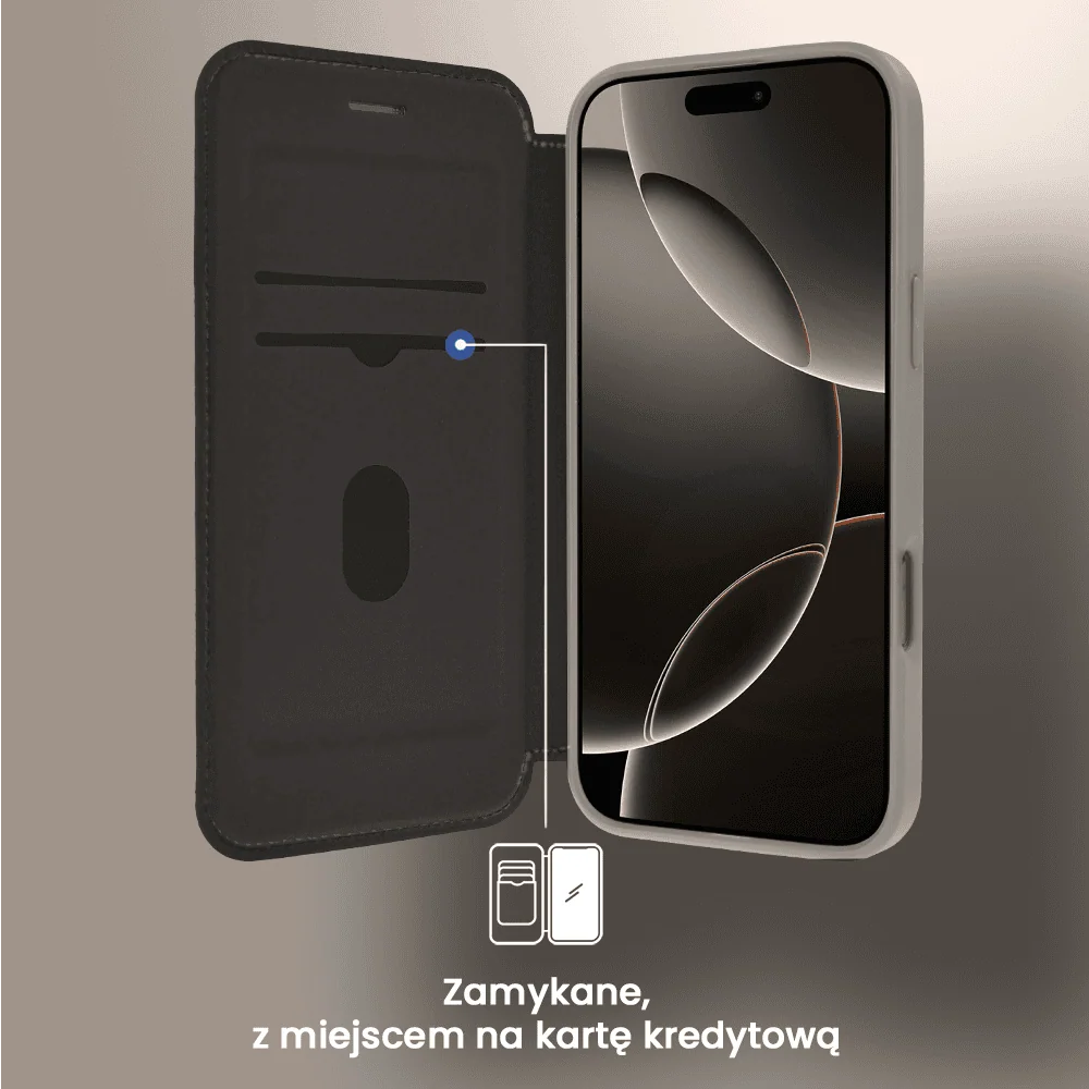 Etui do iPhone 16 Pro z klapką Solid MagSafe Book, typu książka, szare