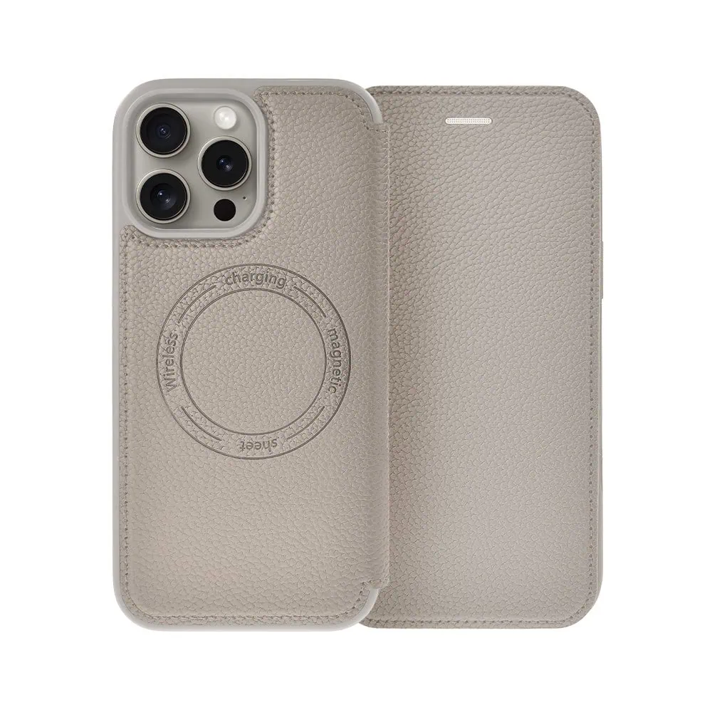 Etui do iPhone 16 Pro z klapką Solid MagSafe Book, typu książka, szare